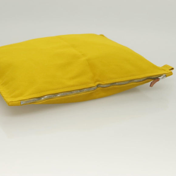 HERMES Bora Bora Pouch GM Canvas Yellow Silver Auth bs26874
