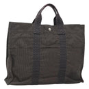 HERMES Her Line MM Hand Bag Canvas Gray Auth bs26875-1
