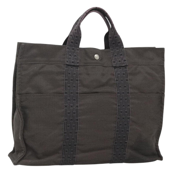 HERMES Her Line MM Hand Bag Canvas Gray Auth bs26875