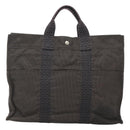 HERMES Her Line MM Hand Bag Canvas Gray Auth bs26875-13