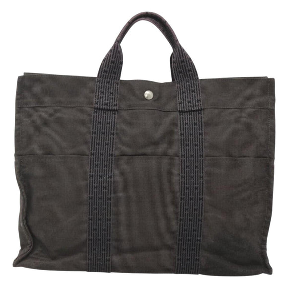 HERMES Her Line MM Hand Bag Canvas Gray Auth bs26875