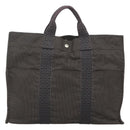 HERMES Her Line MM Hand Bag Canvas Gray Auth bs26875-2