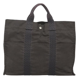 HERMES Her Line MM Hand Bag Canvas Gray Auth bs26875 - 0