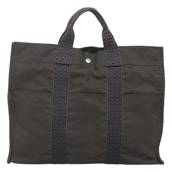 HERMES Her Line MM Hand Bag Canvas Gray Auth bs26875