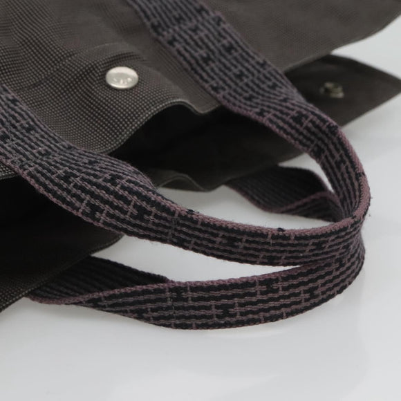 HERMES Her Line MM Hand Bag Canvas Gray Auth bs26875