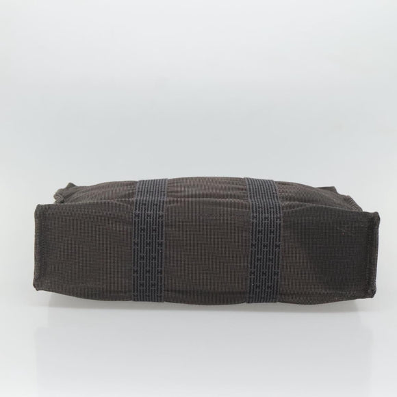 HERMES Her Line MM Hand Bag Canvas Gray Auth bs26875