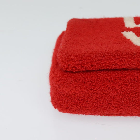 BURBERRY Chain Shoulder Bag pile Red Silver Auth bs26879