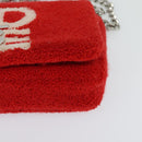 BURBERRY Chain Shoulder Bag pile Red Silver Auth bs26879-14