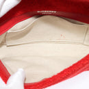 BURBERRY Chain Shoulder Bag pile Red Silver Auth bs26879-11