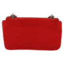 BURBERRY Chain Shoulder Bag pile Red Silver Auth bs26879-2