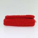 BURBERRY Chain Shoulder Bag pile Red Silver Auth bs26879-5