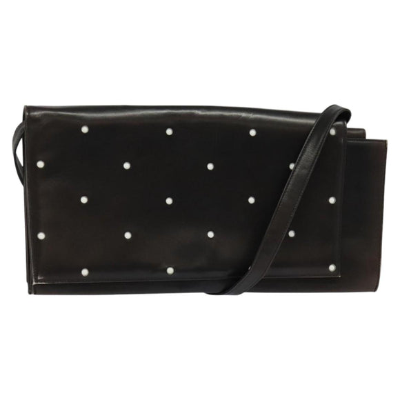 Gianni Versace Shoulder Bag Leather Brown Silver Auth bs26882