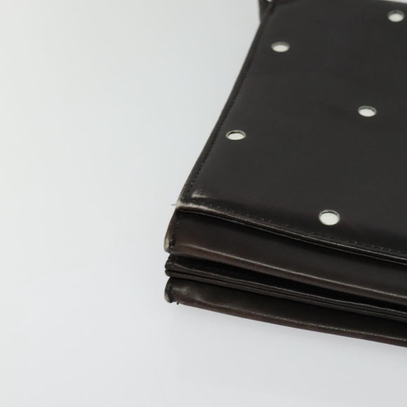 Gianni Versace Shoulder Bag Leather Brown Silver Auth bs26882