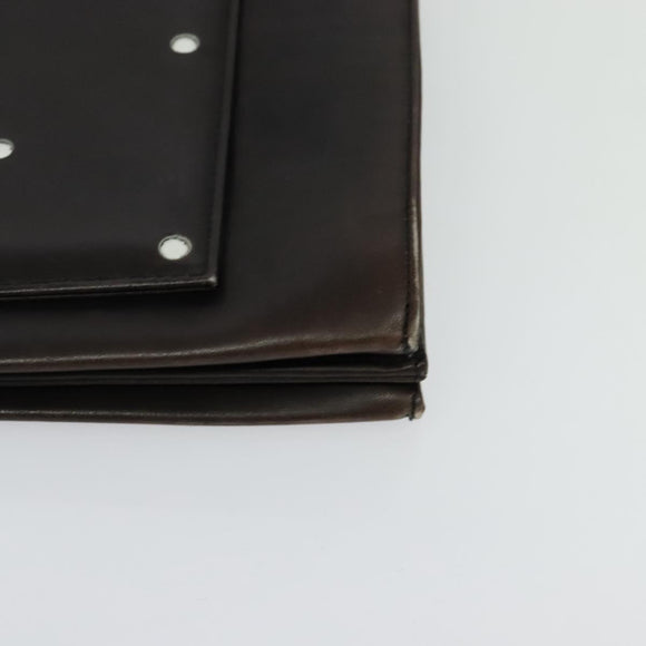 Gianni Versace Shoulder Bag Leather Brown Silver Auth bs26882