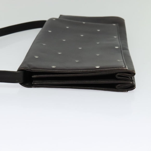 Gianni Versace Shoulder Bag Leather Brown Silver Auth bs26882