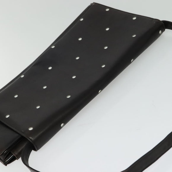 Gianni Versace Shoulder Bag Leather Brown Silver Auth bs26882