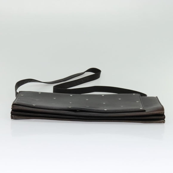 Gianni Versace Shoulder Bag Leather Brown Silver Auth bs26882