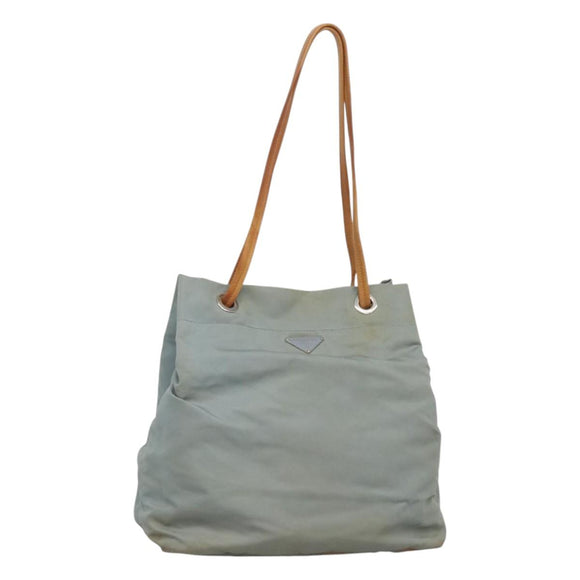 PRADA Shoulder Bag Nylon Light Blue Silver Auth bs26887