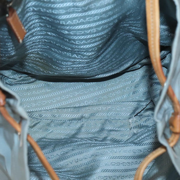PRADA Shoulder Bag Nylon Light Blue Silver Auth bs26887