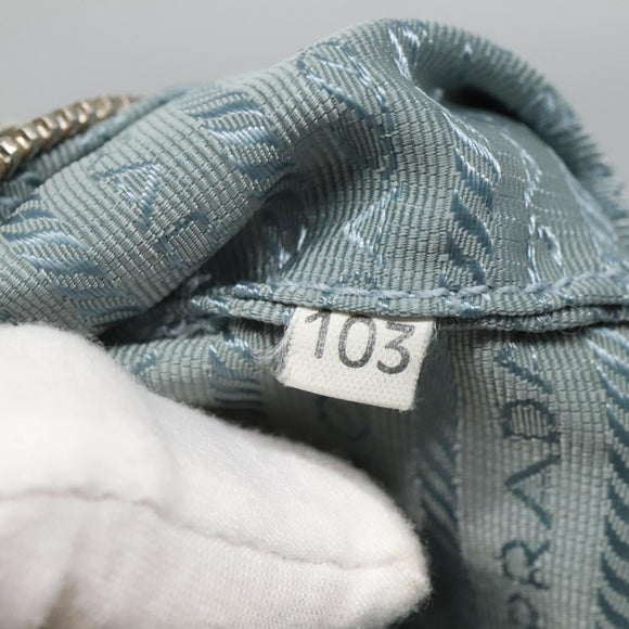 PRADA Shoulder Bag Nylon Light Blue Silver Auth bs26887