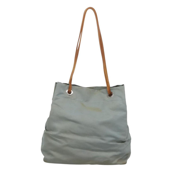 PRADA Shoulder Bag Nylon Light Blue Silver Auth bs26887