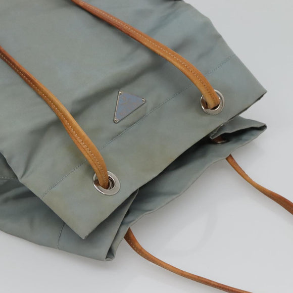 PRADA Shoulder Bag Nylon Light Blue Silver Auth bs26887
