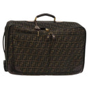 FENDI Zucca Canvas Carry Case Suitcase Black Brown Auth bs26889-1