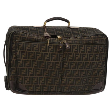 FENDI Zucca Canvas Carry Case Suitcase Black Brown Auth bs26889