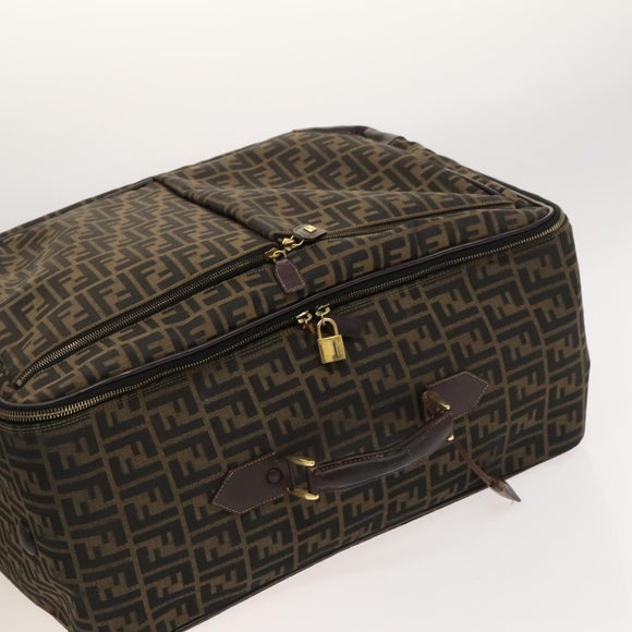 FENDI Zucca Canvas Carry Case Suitcase Black Brown Auth bs26889