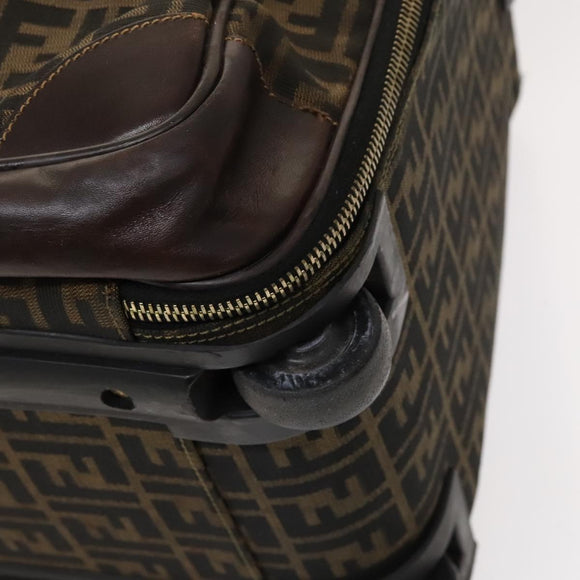FENDI Zucca Canvas Carry Case Suitcase Black Brown Auth bs26889