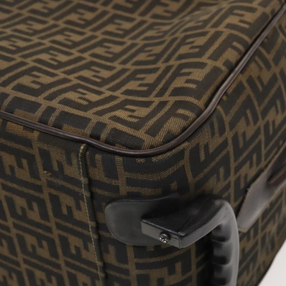 FENDI Zucca Canvas Carry Case Suitcase Black Brown Auth bs26889