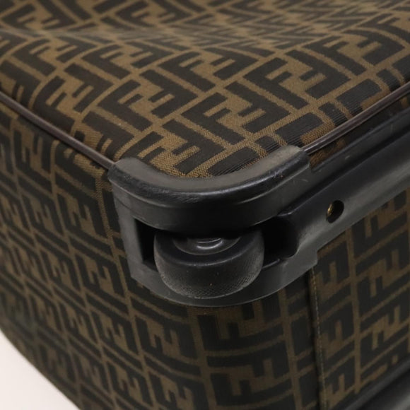FENDI Zucca Canvas Carry Case Suitcase Black Brown Auth bs26889
