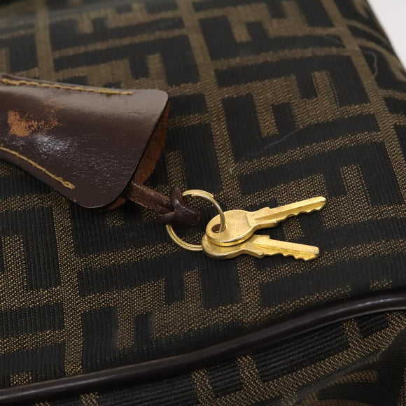 FENDI Zucca Canvas Carry Case Suitcase Black Brown Auth bs26889