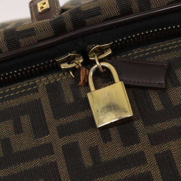 FENDI Zucca Canvas Carry Case Suitcase Black Brown Auth bs26889