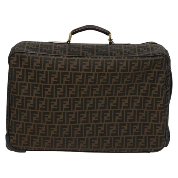 FENDI Zucca Canvas Carry Case Suitcase Black Brown Auth bs26889