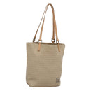 FENDI Zucchino Canvas Hand Bag Nylon Beige Silver Auth bs26890-1