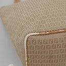 FENDI Zucchino Canvas Hand Bag Nylon Beige Silver Auth bs26890-14