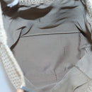 FENDI Zucchino Canvas Hand Bag Nylon Beige Silver Auth bs26890-11