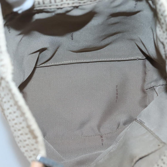 FENDI Zucchino Canvas Hand Bag Nylon Beige Silver Auth bs26890