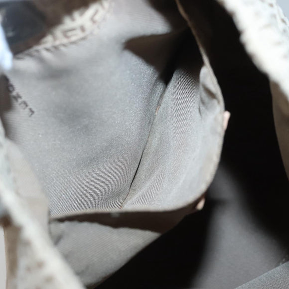 FENDI Zucchino Canvas Hand Bag Nylon Beige Silver Auth bs26890