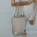 FENDI Zucchino Canvas Hand Bag Nylon Beige Silver Auth bs26890-21