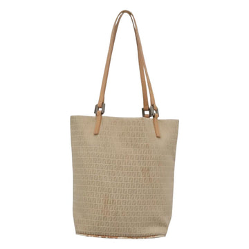 FENDI Zucchino Canvas Hand Bag Nylon Beige Silver Auth bs26890 - 0