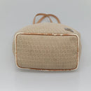FENDI Zucchino Canvas Hand Bag Nylon Beige Silver Auth bs26890-5