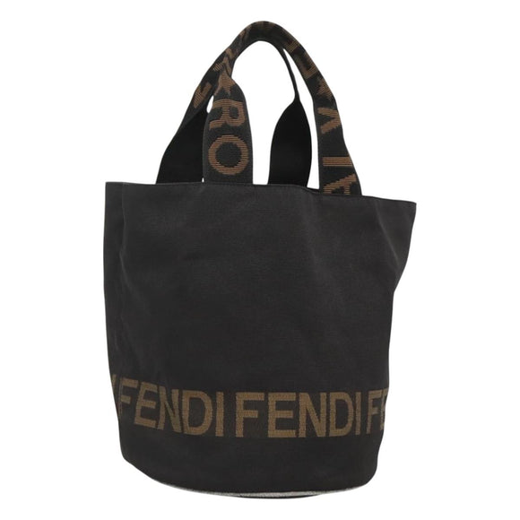 FENDI Hand Bag Nylon Black Brown Auth bs26891