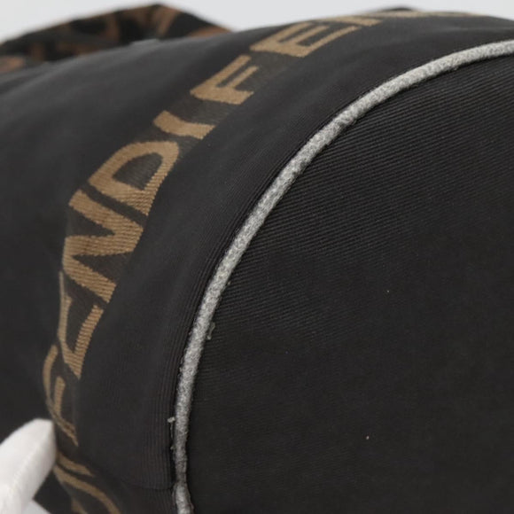 FENDI Hand Bag Nylon Black Brown Auth bs26891