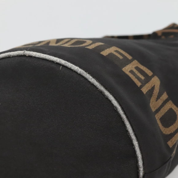 FENDI Hand Bag Nylon Black Brown Auth bs26891