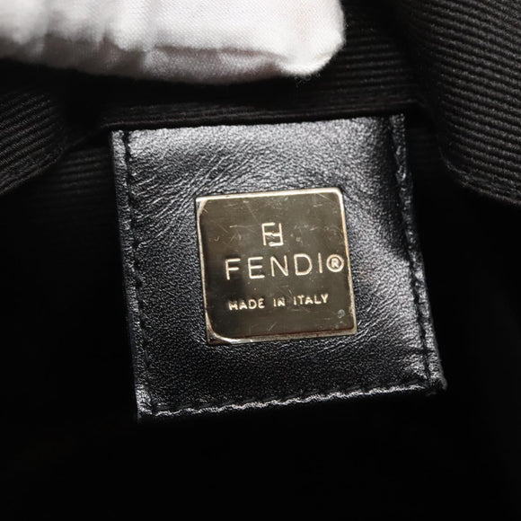 FENDI Hand Bag Nylon Black Brown Auth bs26891