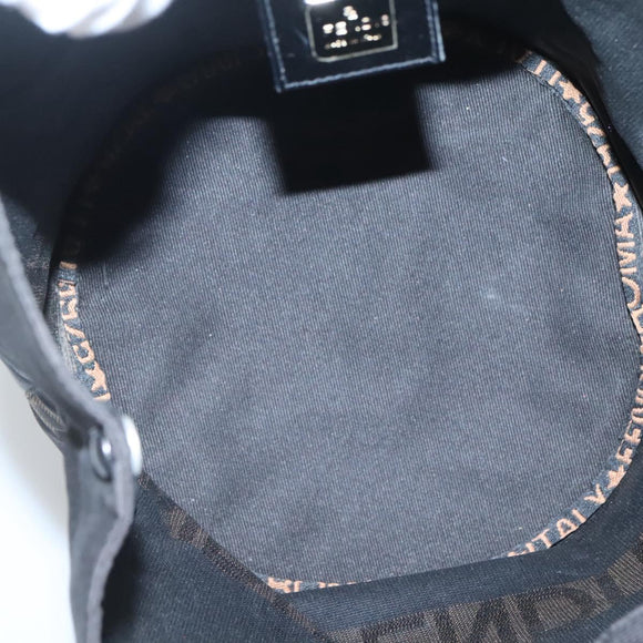 FENDI Hand Bag Nylon Black Brown Auth bs26891