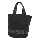 FENDI Hand Bag Nylon Black Brown Auth bs26891-2