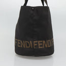 FENDI Hand Bag Nylon Black Brown Auth bs26891-4